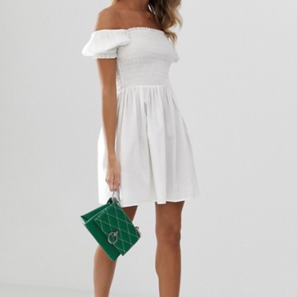 ASOS White Off-Shoulder Mini Dress